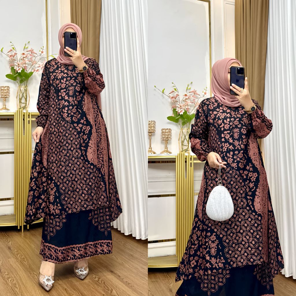 set rok tunik batik sutra