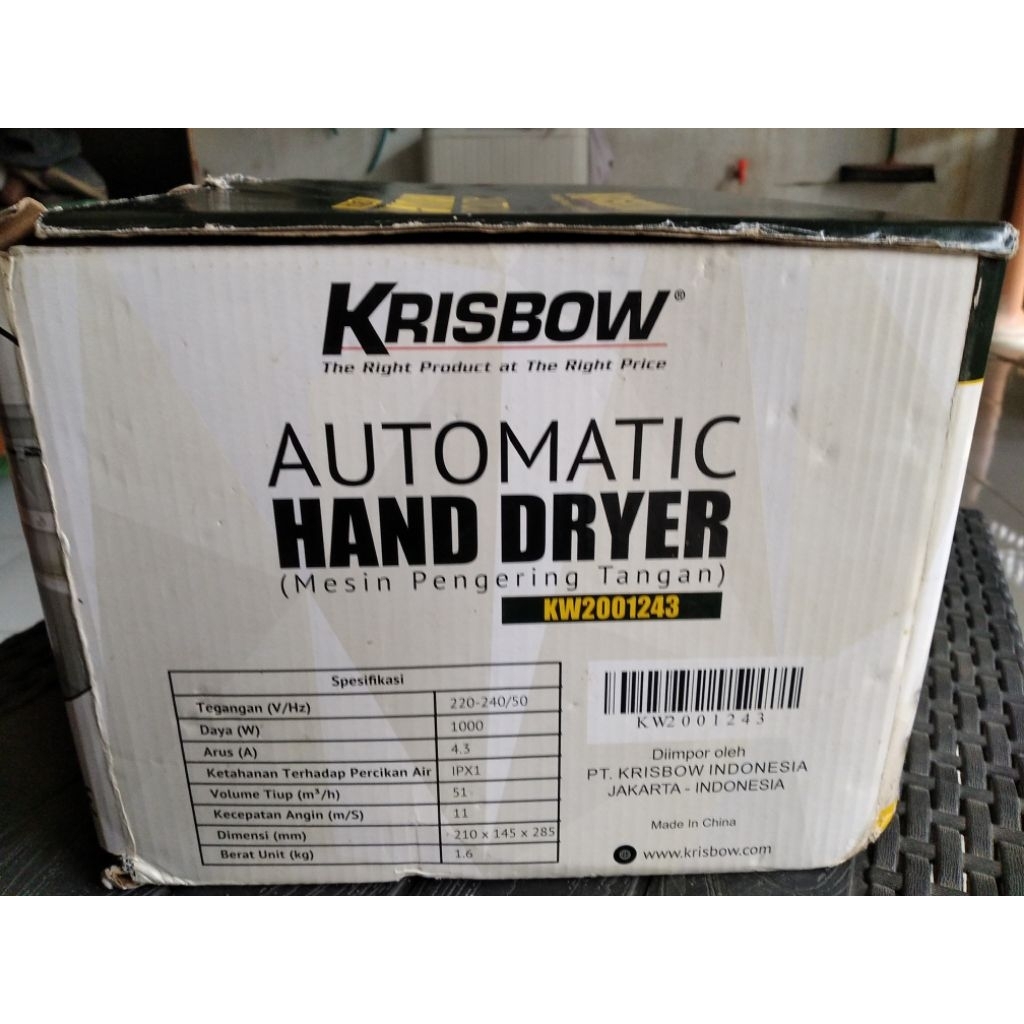 automatic hand dryer ( mesin pengering tangan) krisbow