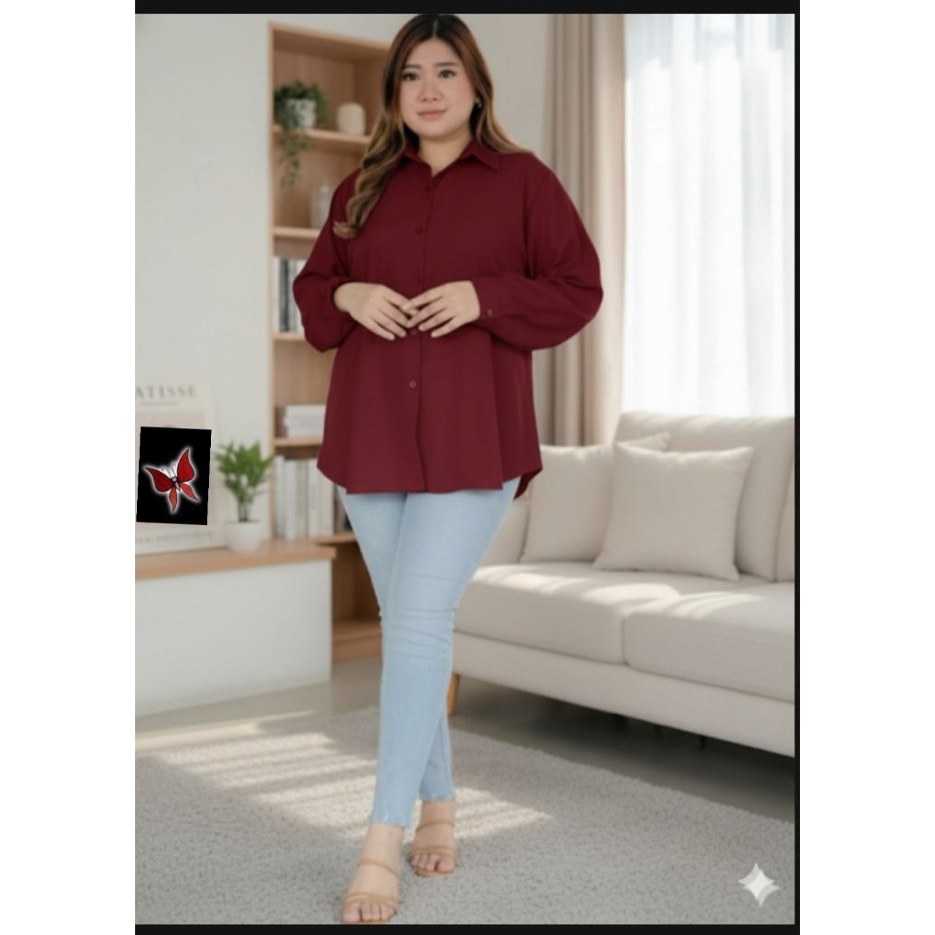 BIG SIZE KEMEJA SHIRT JUMBO XXL OVERSIZE LD 130  RAYON TWIL OVERSIZE