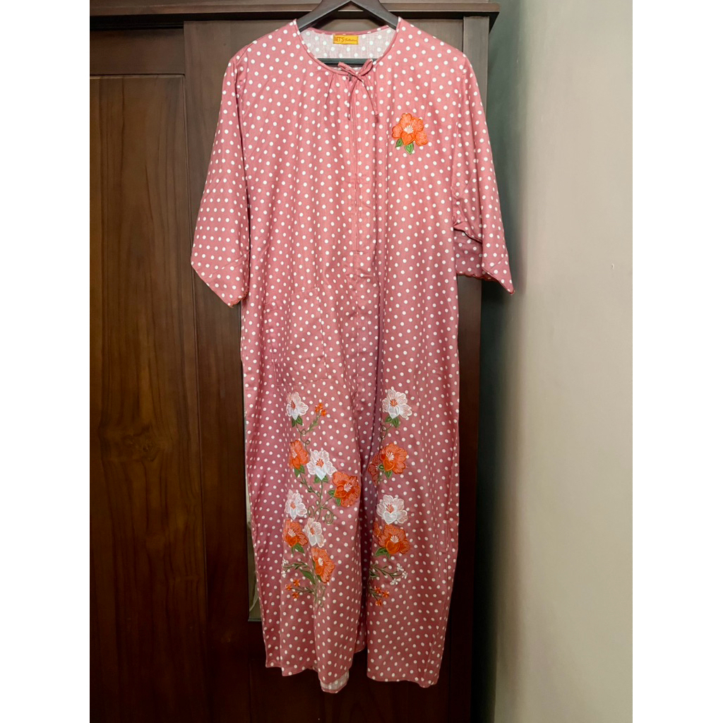 Daster bordir malangan/longdress premium katun jepang
