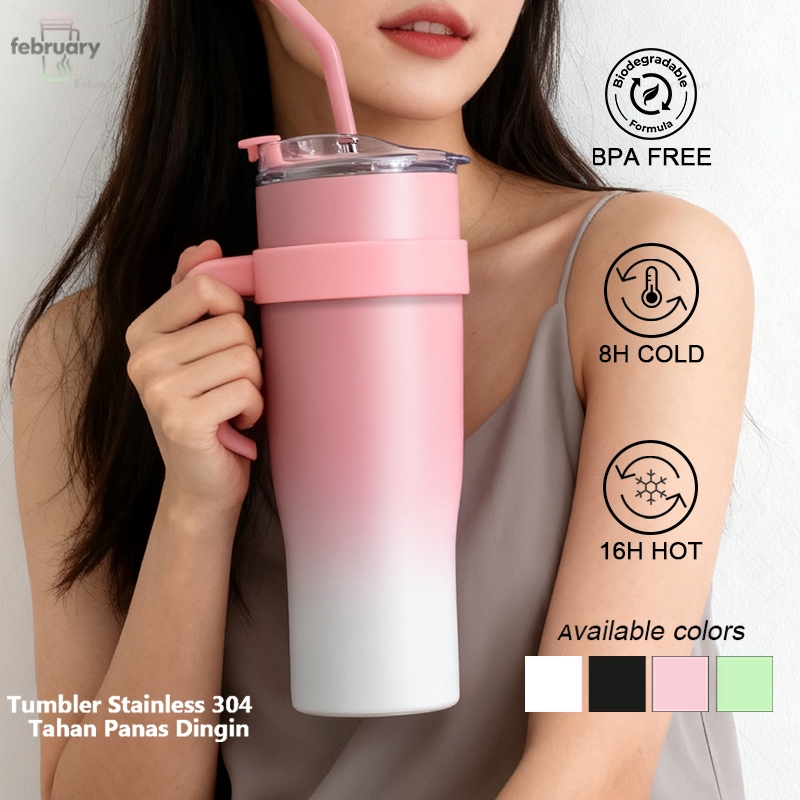Viral Tumbler 1 liter stainless aesthetic cute tumbler pink besar/tumbler tahan panas dingin/tambler