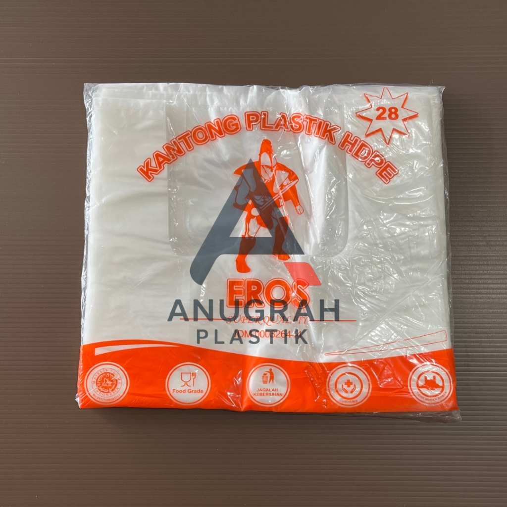 Anugrah Plastik Kantong Plastik Bening Merk Eros Ukuran 28 | Kresek Kotak Nasi