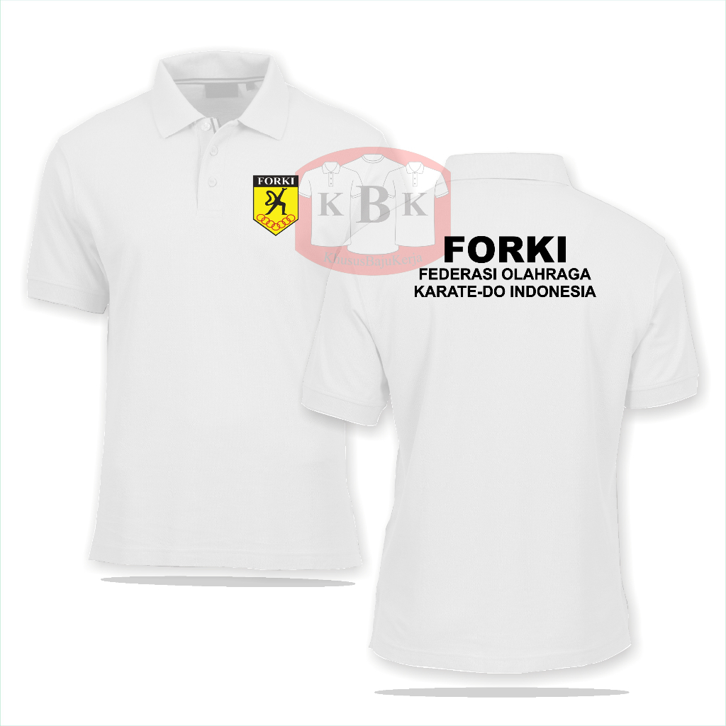 Baju Kantor Kerja Polo Olah Raga Pria Wanita Custom FORKI Federasi Olah Raga KARATE Indonesia