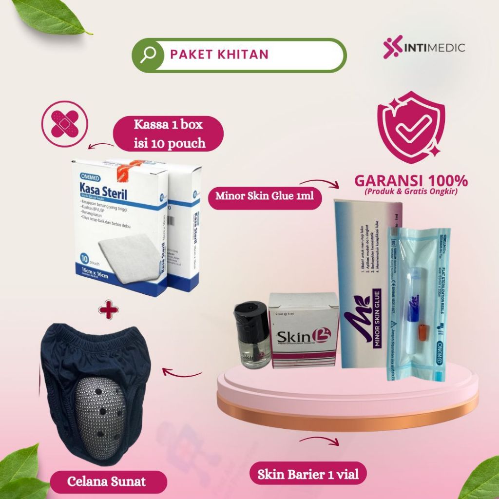 Paket Perawatan Luka & Pasca Sunat – Skin Glue 1ml + Skin Barrier + Kassa Steril + Celana Sunat
