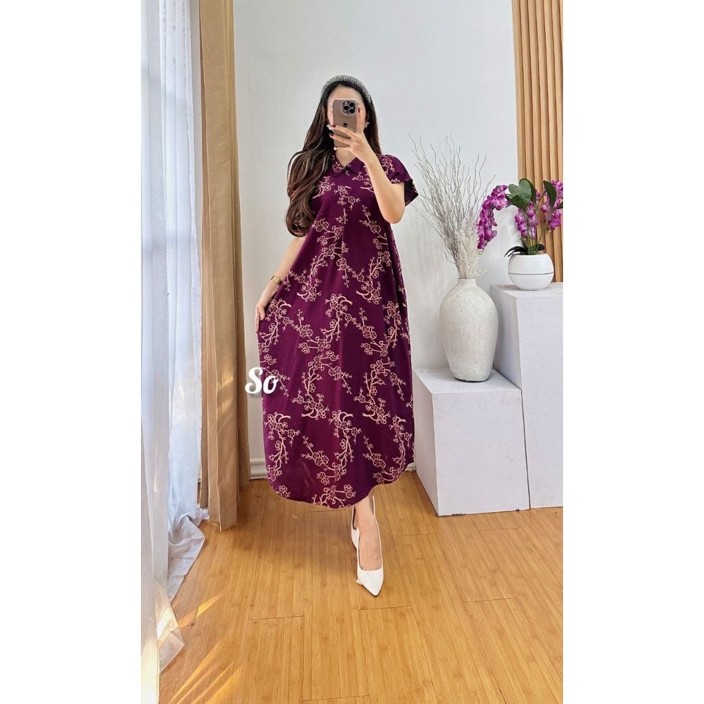 DRESS RAYON MOTIF BUNGA - DRESS TERBARU