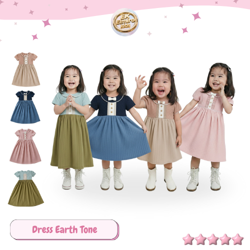 Dress Earth Tone Anak Perempuan Casual - Elmiro Kids