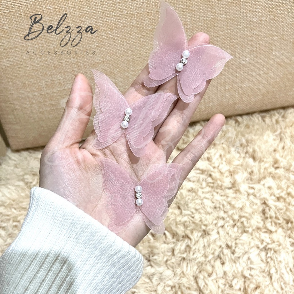 Hiasan Bunga Organza Elegan Multifungsi ,kupu-kupu, kain organza,Bunga Kain Organza Mini Hiasan Keba