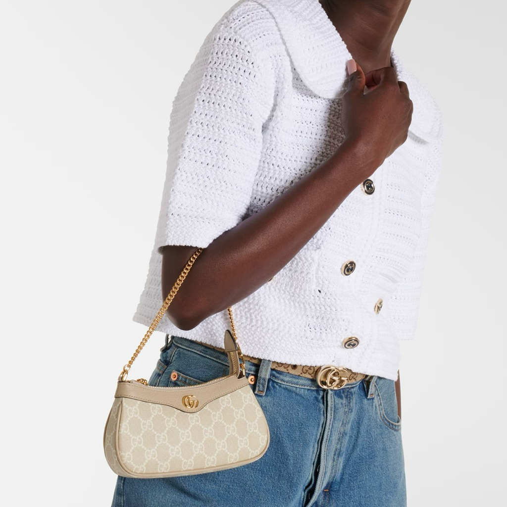 GUCCI Ophidia Mini Chain Shoulder Bag in GG Supreme Monogram