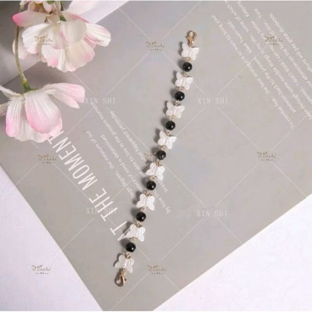 Konektor masker hijab - pengait masker mutiara kupu2 kecil - rantai masker hijab