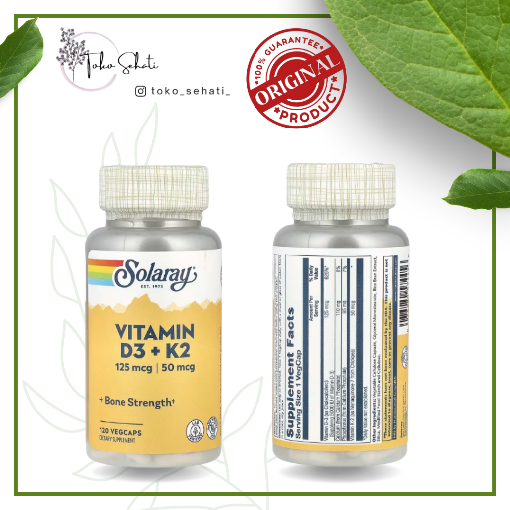 Solaray Vitamin D3+K2, 120 vegCaps