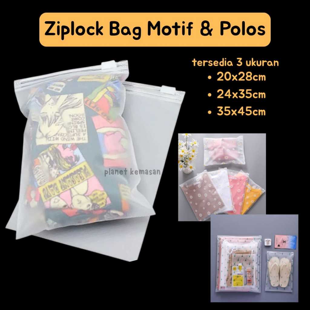 Ziplock Zip lock bag zipper bag doff motif polos kantong ziplock bag pouch ziplock polos pouch baju