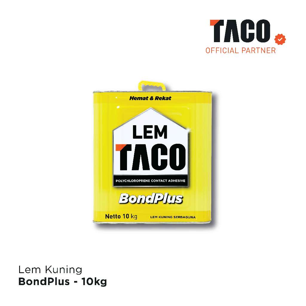 TACO Lem Kuning BondPlus Serbaguna Ukuran Blek Isi 10kg Untuk Lem Sepatu, Karpet, Lantai Vinyl, dan 