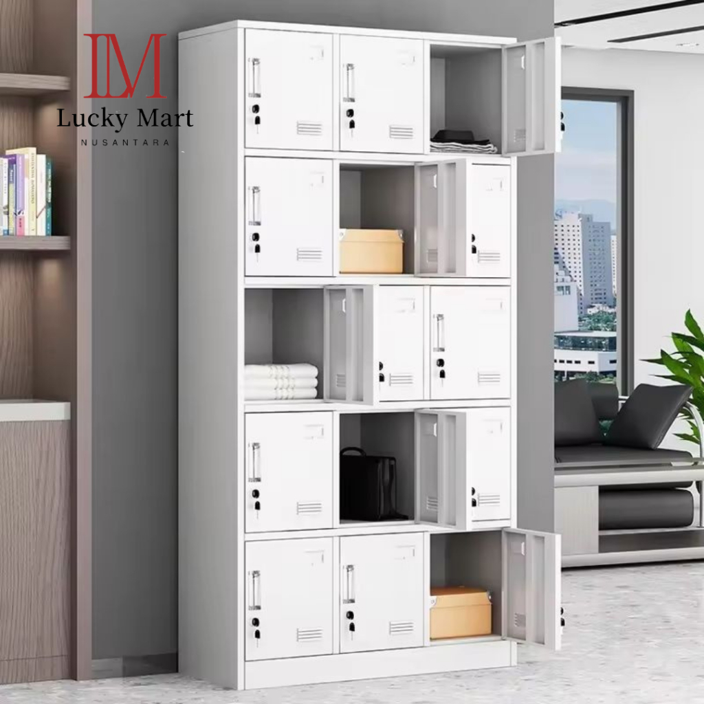 Loker Besi 15 Pintu  Lemari Arsip Kantor Lemari Sepatu Lemari Penyimpanan Serbaguna lemari besi
