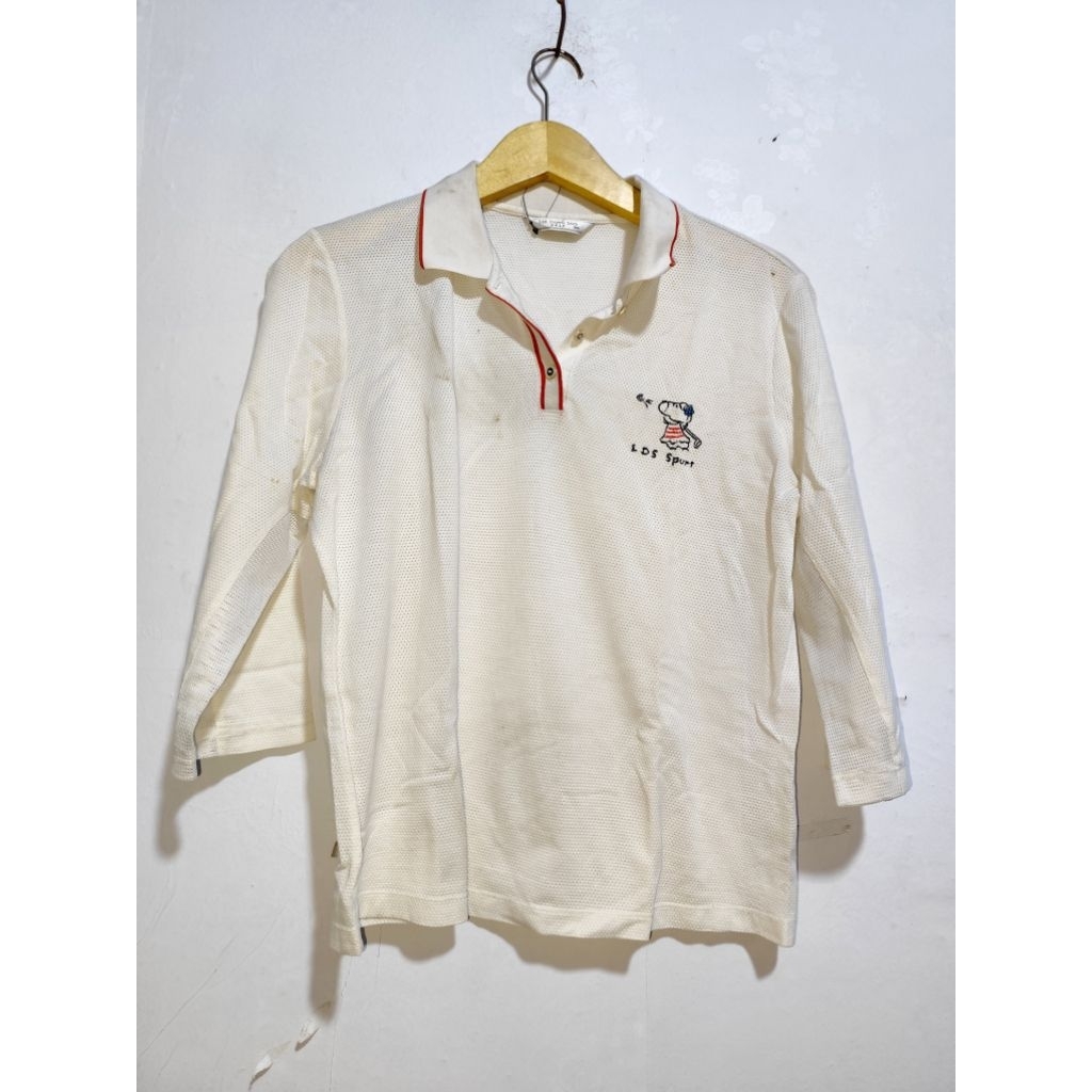 lee dong soo - atasan kaos wanita lengan 7/8 putih