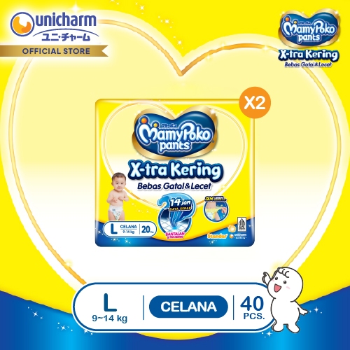 MamyPoko Popok Celana X-tra Kering - L 20 - Popok Bayi - 2 Packs