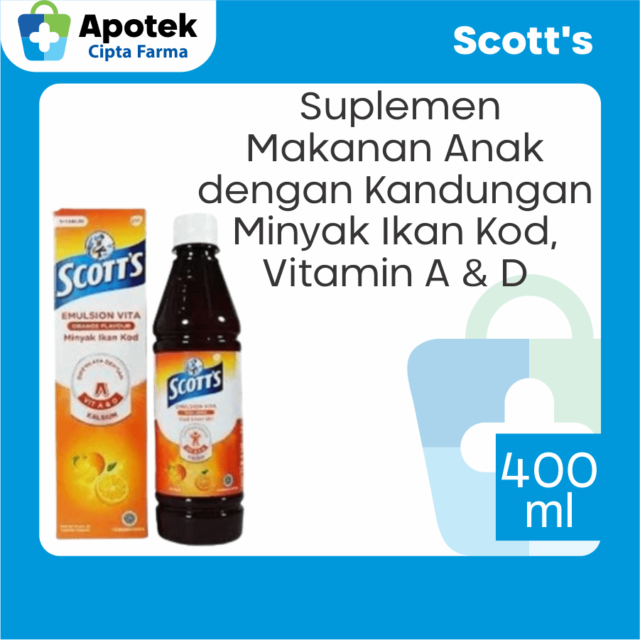 Scoot Scoots Scot Scott Scotts Emulsion Vita Jeruk 400 ml Original Minyak Ikan Omega 3 Vitamin A Vit