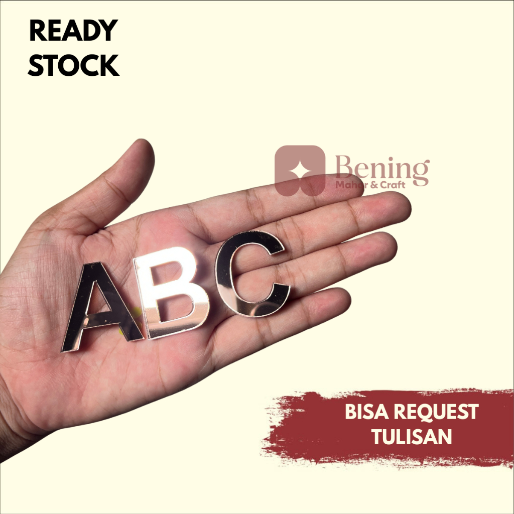 AKRILIK 3CM HURUF ABJAD (A-Z), INISIAL NAMA ABJAD HURUF DEKORASI MAHAR SESERAHAN