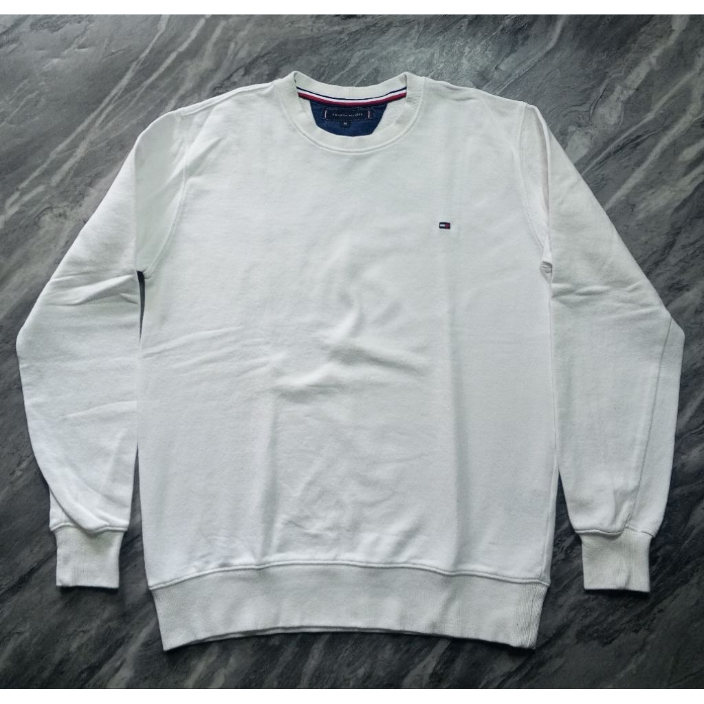 ‎Jaket sweater Tommy hilfiger crewneck casual unisex putih branded