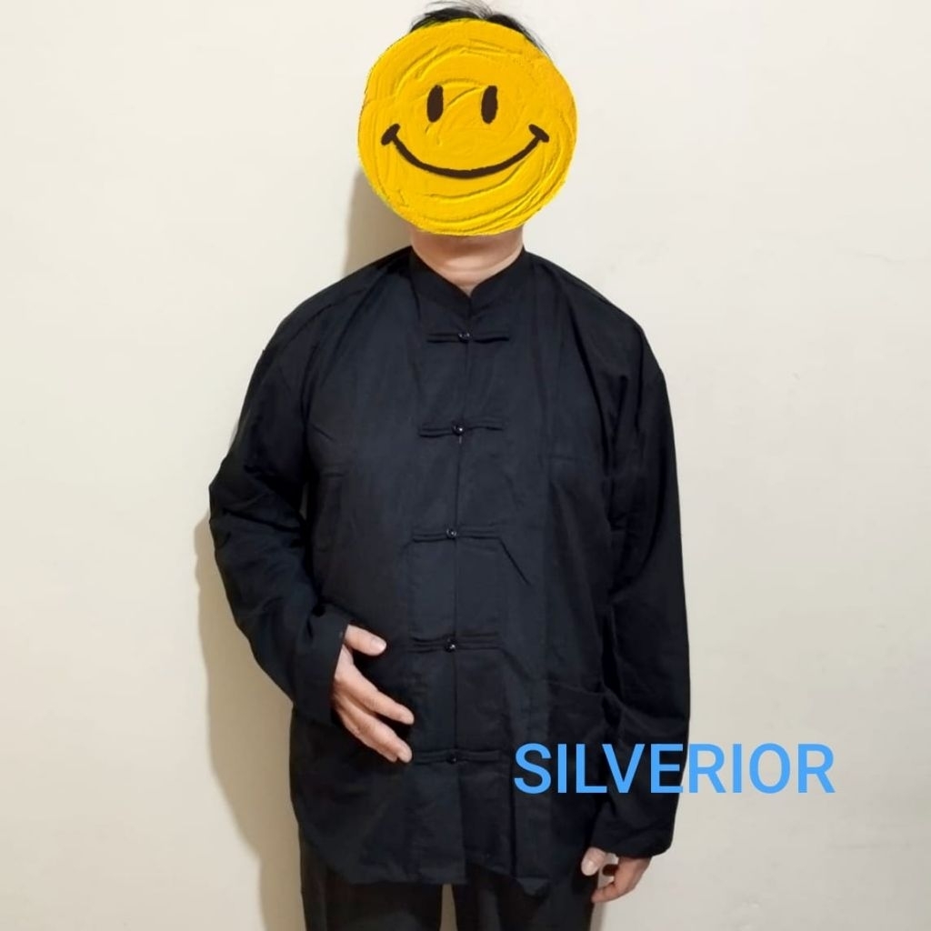 Baju Tradisional Cheongsam Cina China Chinese Oriental Pria Laki Lelaki Dewasa Hitam