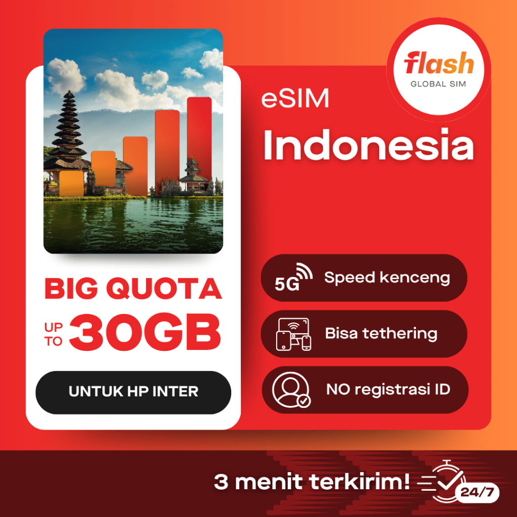 eSIM Roaming Indonesia Flash Global SIM Internet Data eSIM HP IMEI Inter