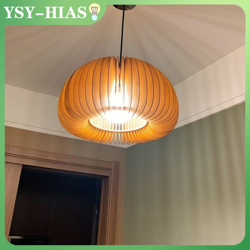 Lampu Hias Gantung Yang Estetis Lampu Gantung Kayu Solid Lampu Gantung Kamar Tidur 3 Warna Lampu Gan