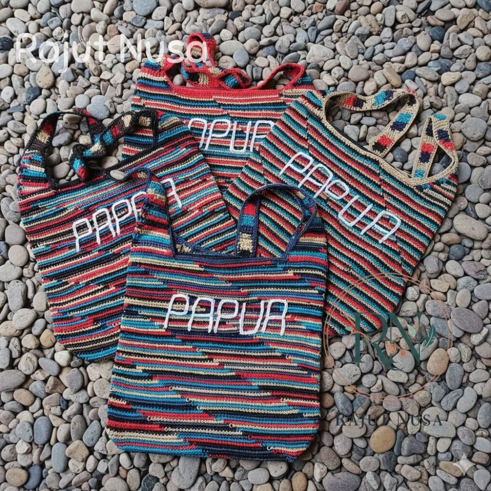 Tas Rajut Papua Jumbo, Tas muat banyak, Tas Papua, Noken Papua, Selempang Rajut, Rajut Papua Cantik,