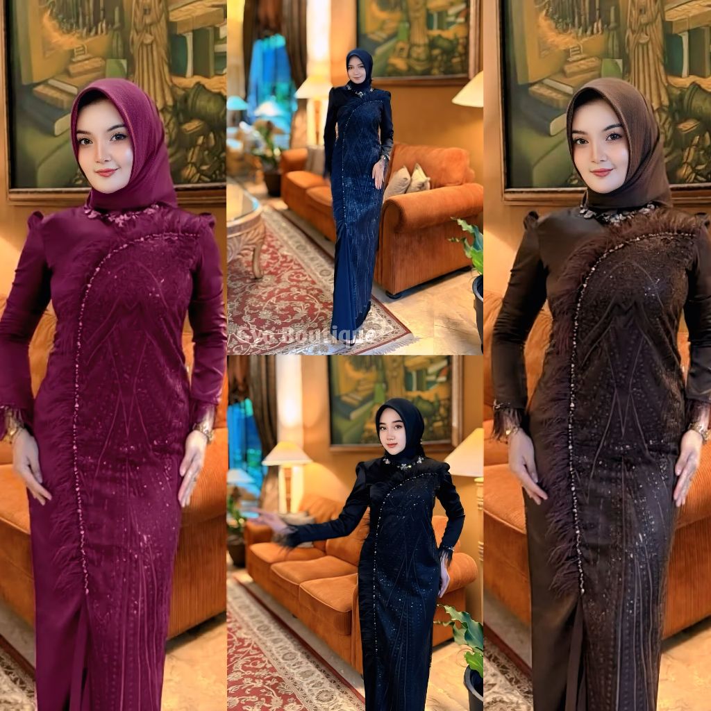 WILLONA DRESS BRUKAT MAHOGANY GAMIS KONDANGAN LEBARAN BROKAT SIMPLE MEWAH/GYO BOUTIQUE
