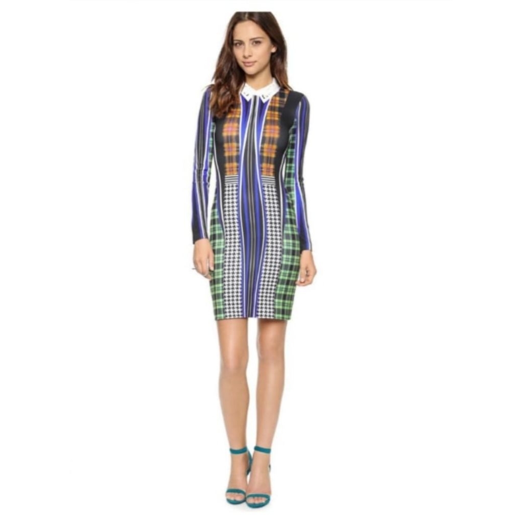 CLOVER CANYON DUBLIN COLLARED DRESS / MINIDRESS PRINTED / Clover Canyon Lace Collar Check Print Dres