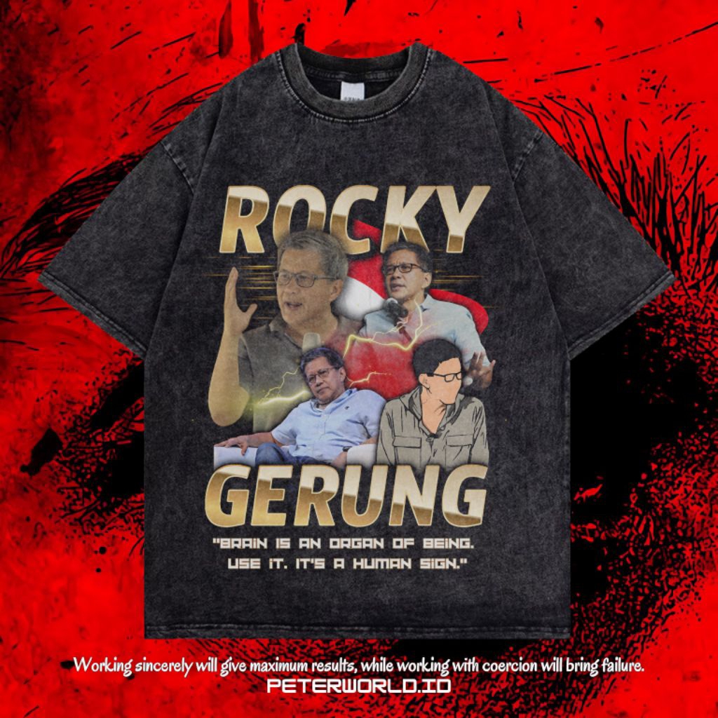 Kaos Rocky Gerung Quotes Pola Pikir Oversize Washing Vintage Tee | Kaos Oversized | Kaos Washing | O
