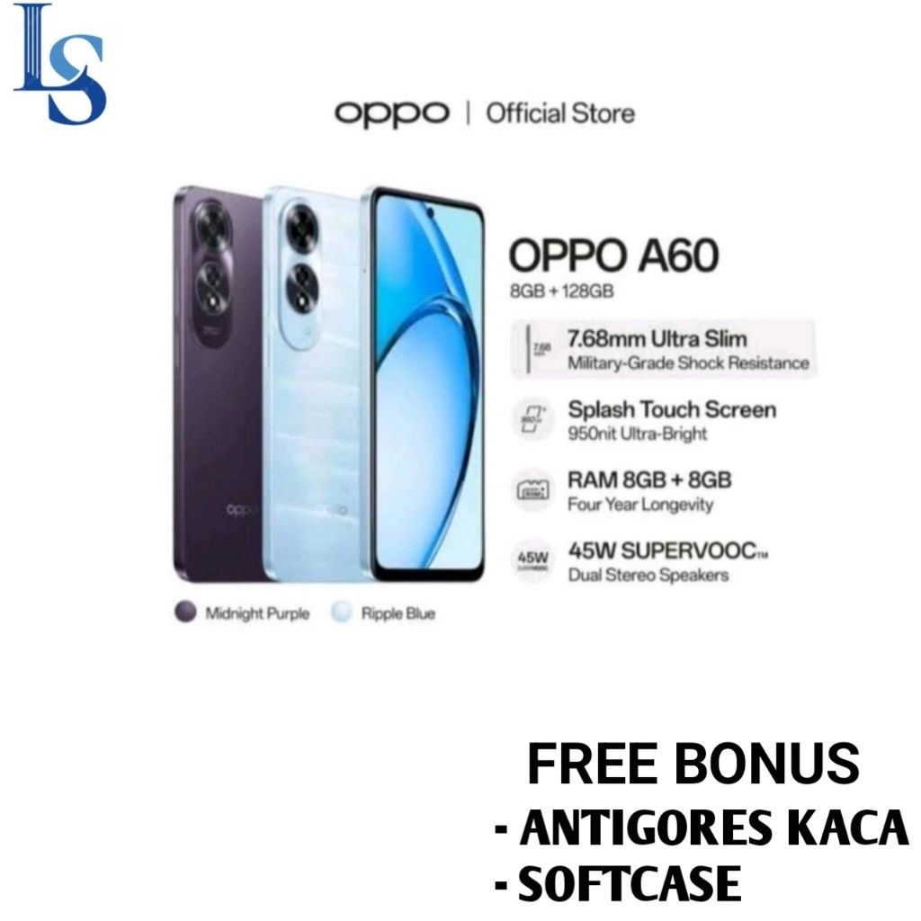 HP OPPO A60 RAM 8/128 GB | 8/256 GB [Oppo A60 8/128 | 8/256 GB] Garansi Resmi