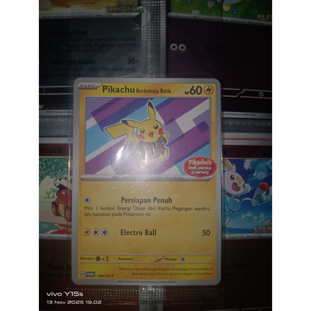 Kartu/Card Pokemon Pikachu Batik Blue / Pink / Green / Purple Original TCG indonesia Original varias