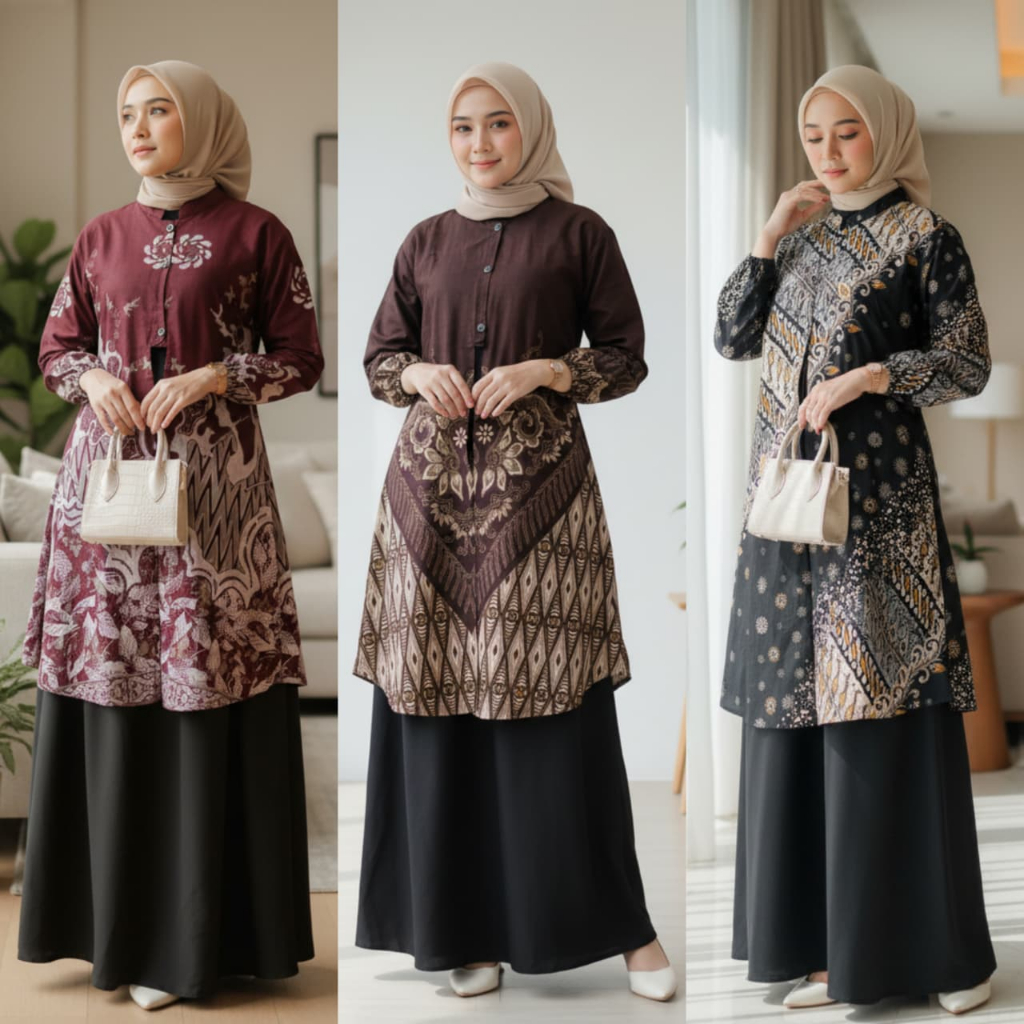 Baju Gamis Wanita Syari Batik Jumbo Pesta Mewah Elegan Modern Terbaru Lebaran 2026