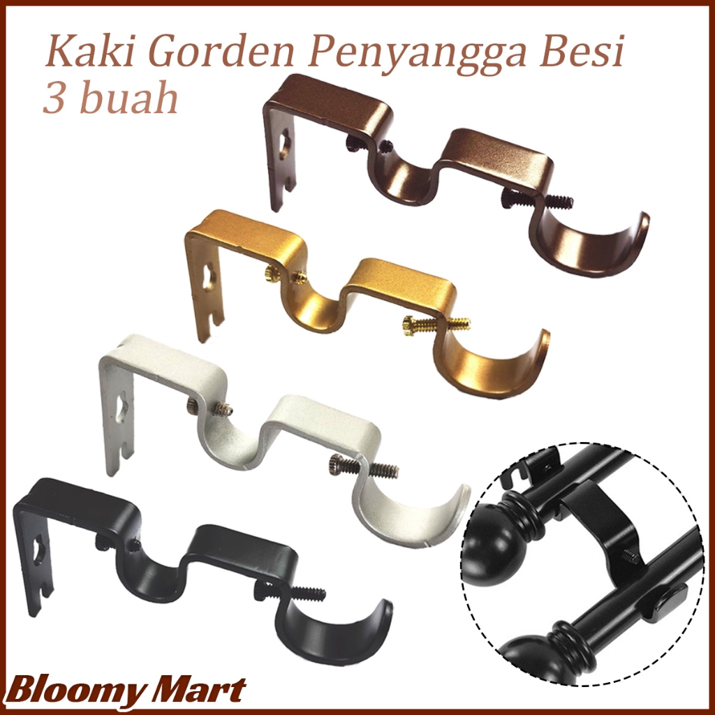 3 Buah Bracket Tiang Gorden Braket Penyangga Rollet Gorden Pagar Langit Mewah Minimalis Kaki Gorden 