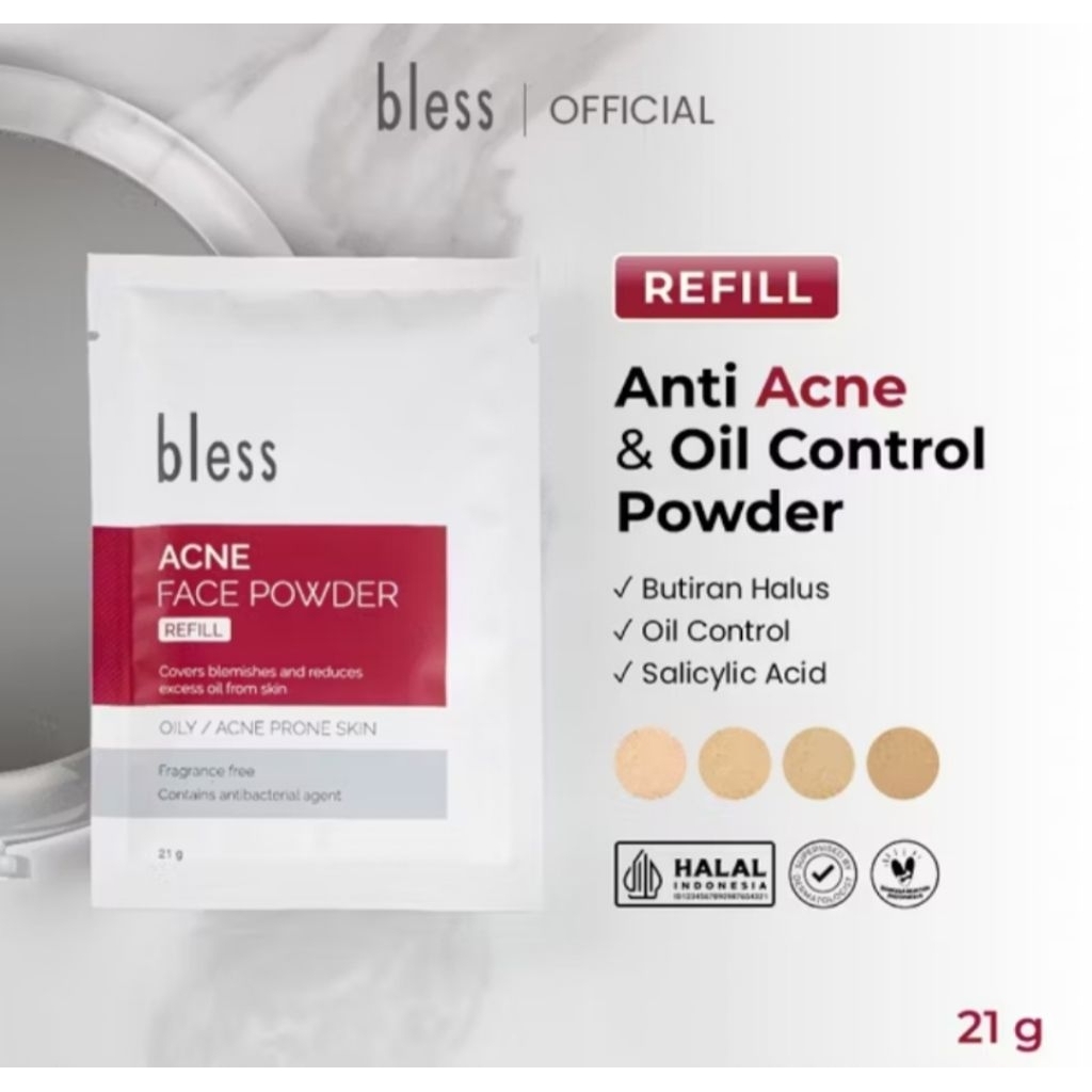 Bless Refill Acne Face Powder 20g | Bedak Jerawat&Berminyak