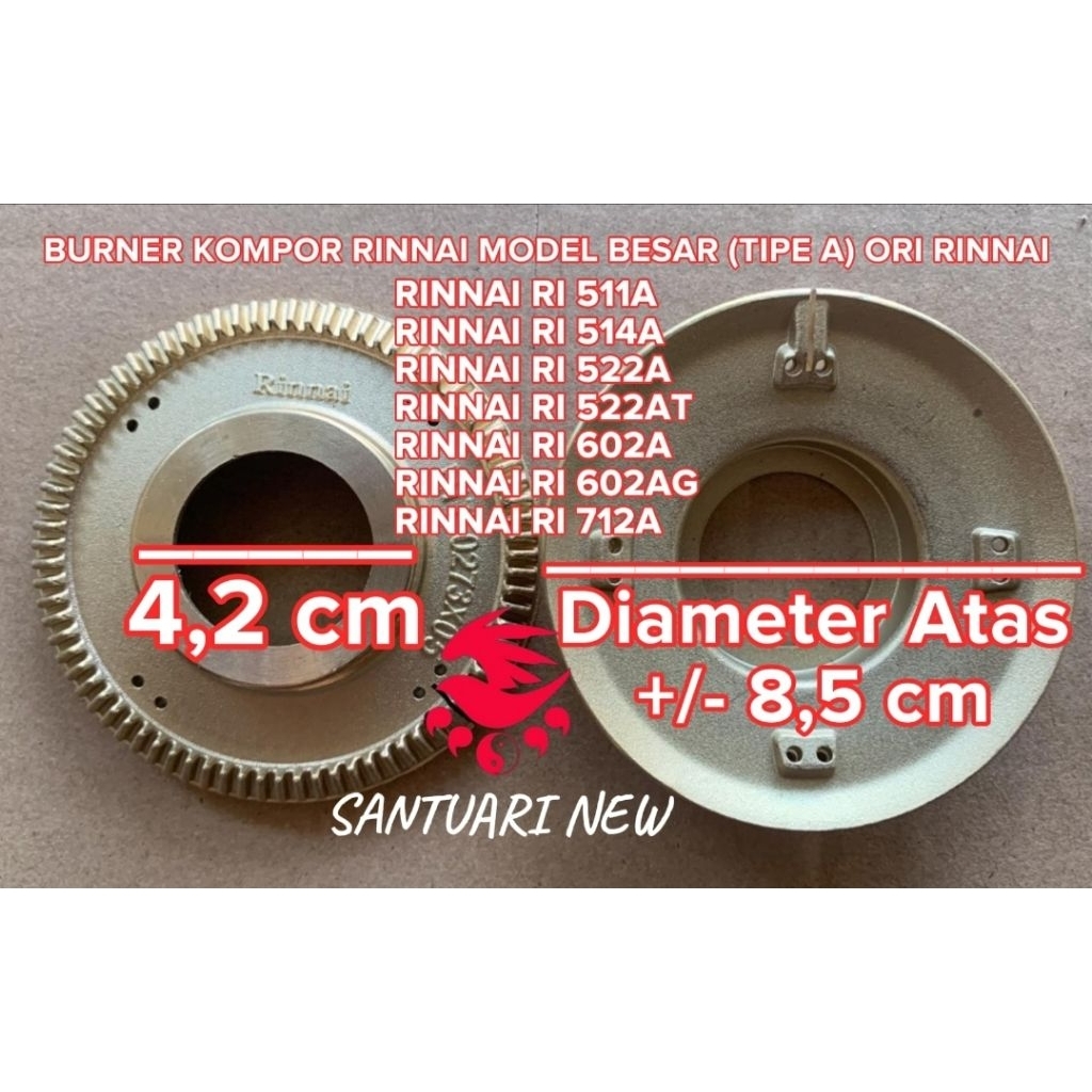 BURNER KUNINGAN RINNAI MODEL BESAR / BURNER KOMPOR RINNAI TIPE A (RB ORI RINNAI)