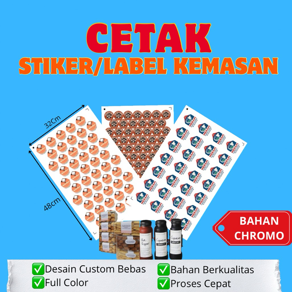 Cetak Label Stiker Kemasan Usaha Makanan / Minuman / Toples Kue / Botol / Plastik