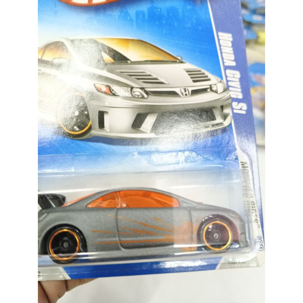 Hot Wheels Honda civic SI modified rides silver abu card lama