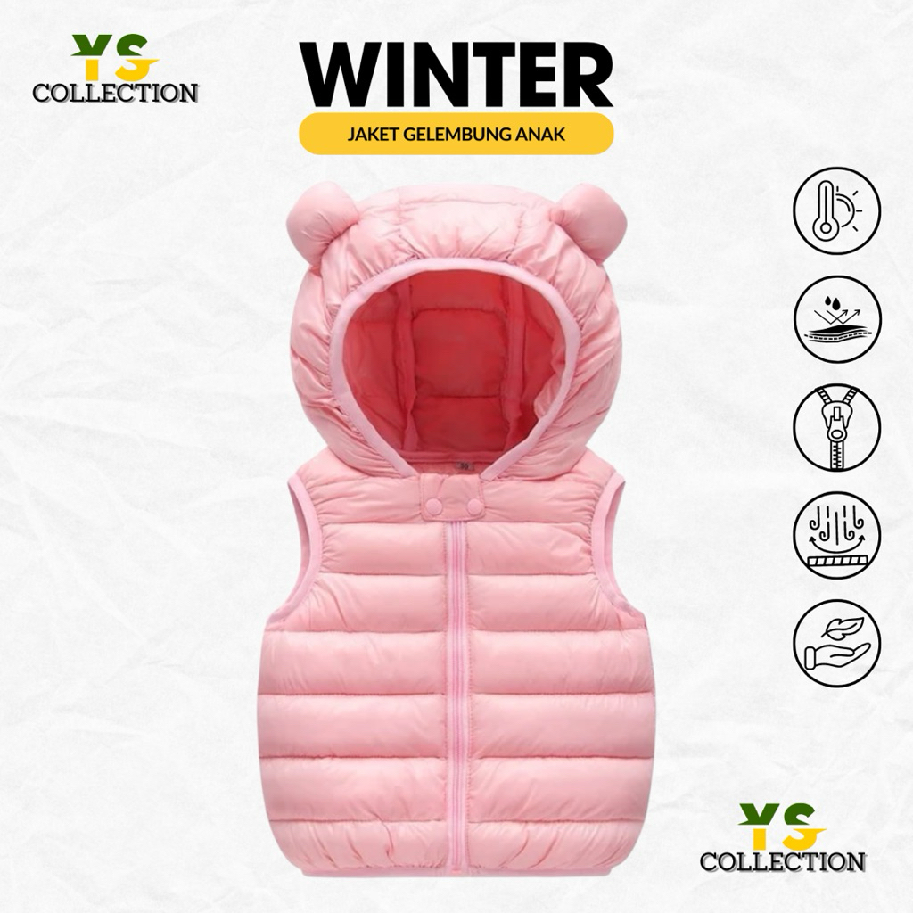 jaket rompi gelembung  anak laki-laki dan perempuan / jaket rompi anak / jaket rompi anak 1-12thn