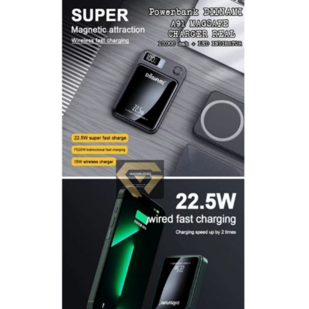 DIINAMI POWERBANK MAGSAFE 10000MAH 22.5W