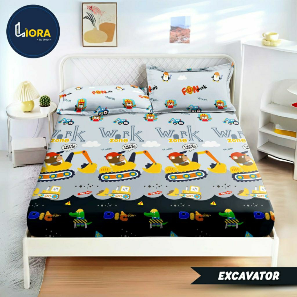 Sprei Seprei Anak Laki-laki motif mobil truk excavator uk 120 160 180 200