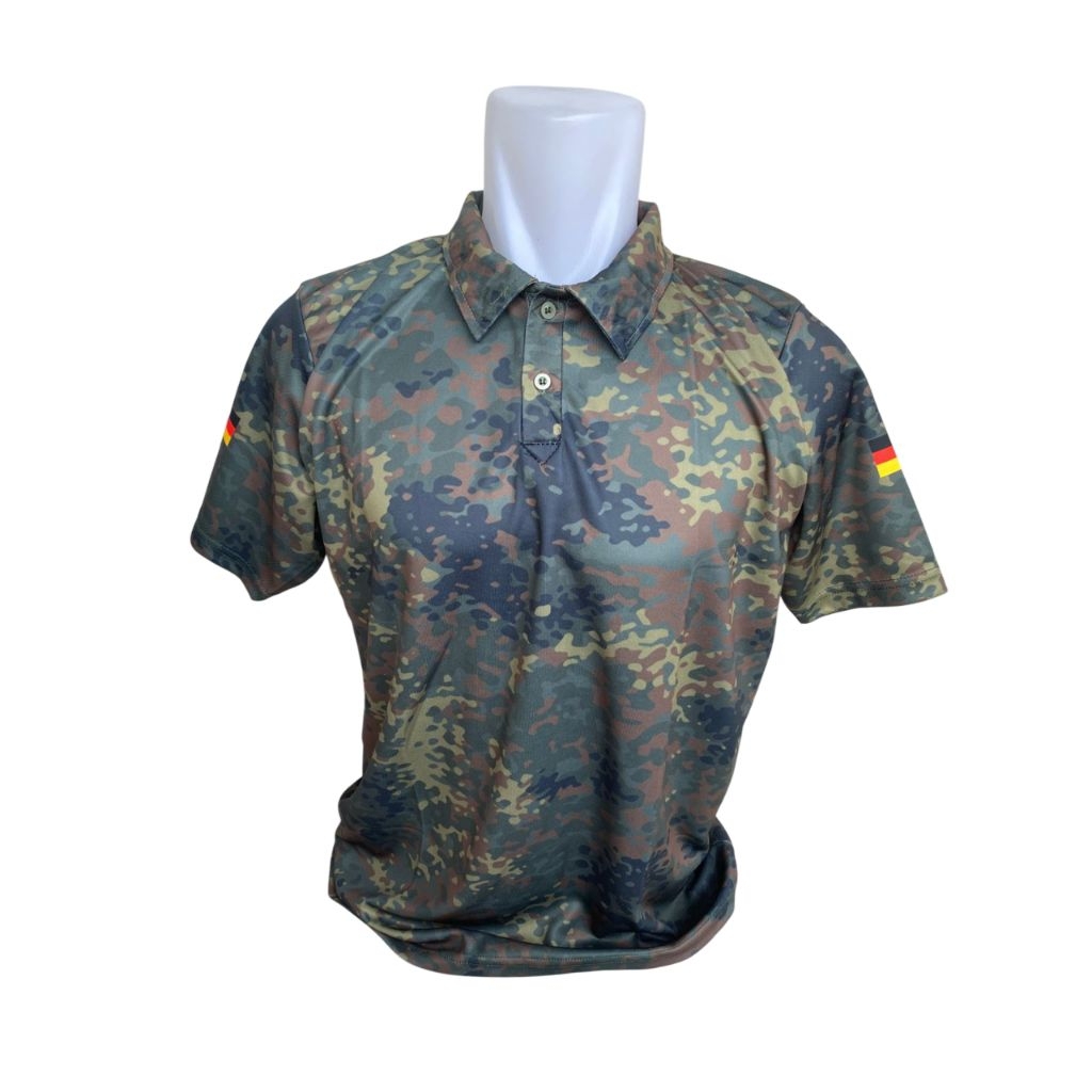 Kaos Kerah Polo Camo Loreng Flecktarn Tentara Jerman Army Reproduksi Size XL