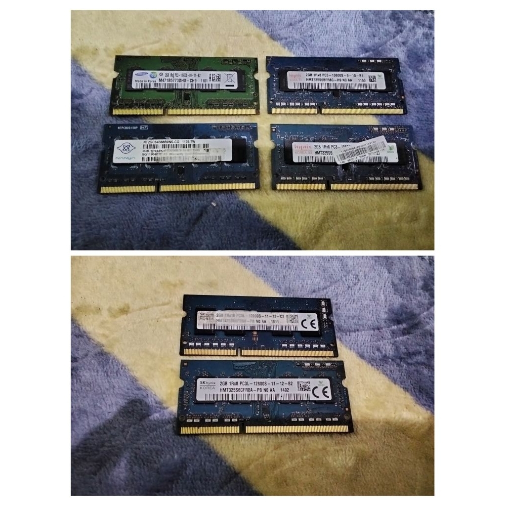 Ram memory Leptop sodimm DDR3 2GB 1Rx8 PC3/PC3L 10600s-12800s- copotan Original