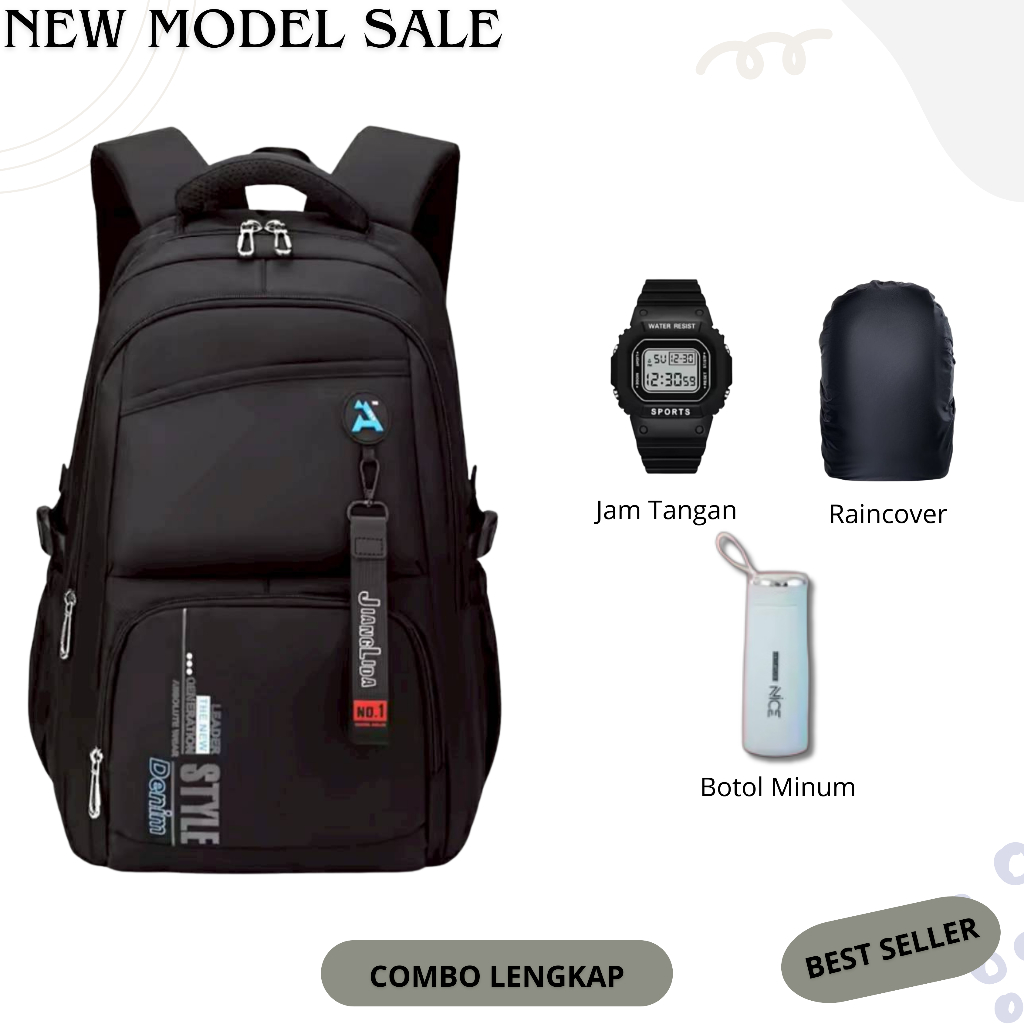 Tas Ransel Sekolah Anak Laki laki Fashion Polos Tas Punggung Remaja Cowok Trend Tas Sekolah Remaja K