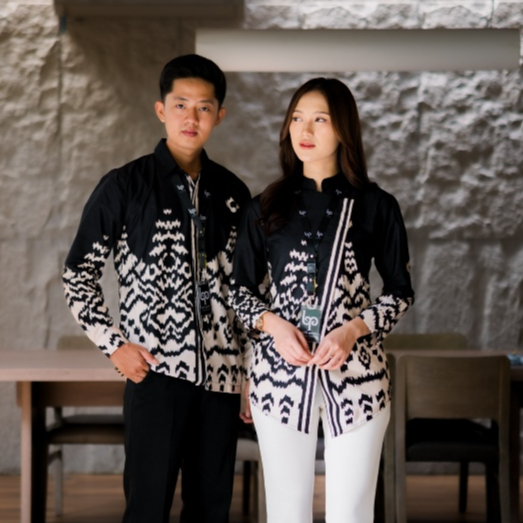 Atasan Batik Couple Wanita Kebaya Janggan Kemeja Pria Lengan Panjang