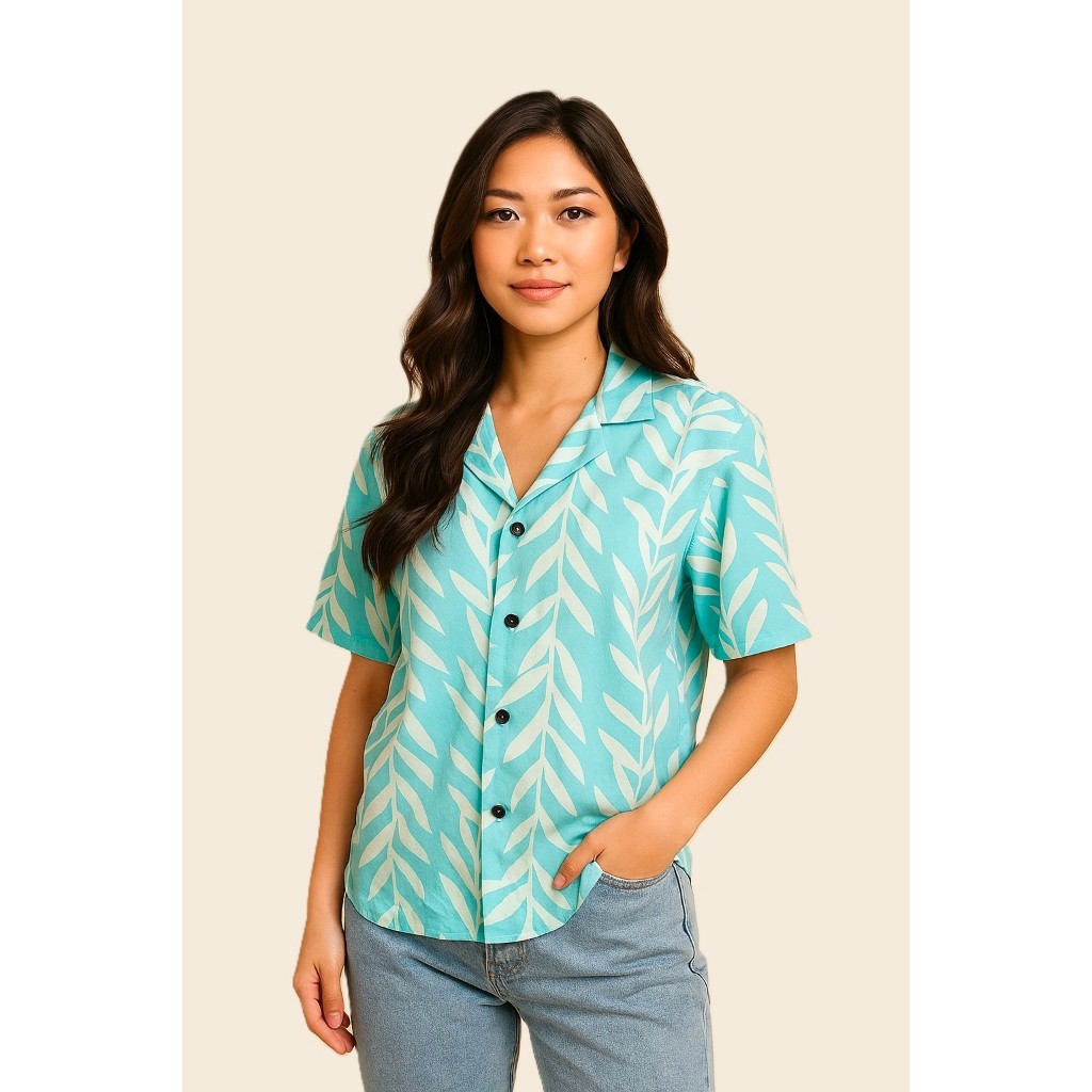 Kemeja Wanita / women Hawaiian shirt Cuban Collar [ bisa untuk couple ]