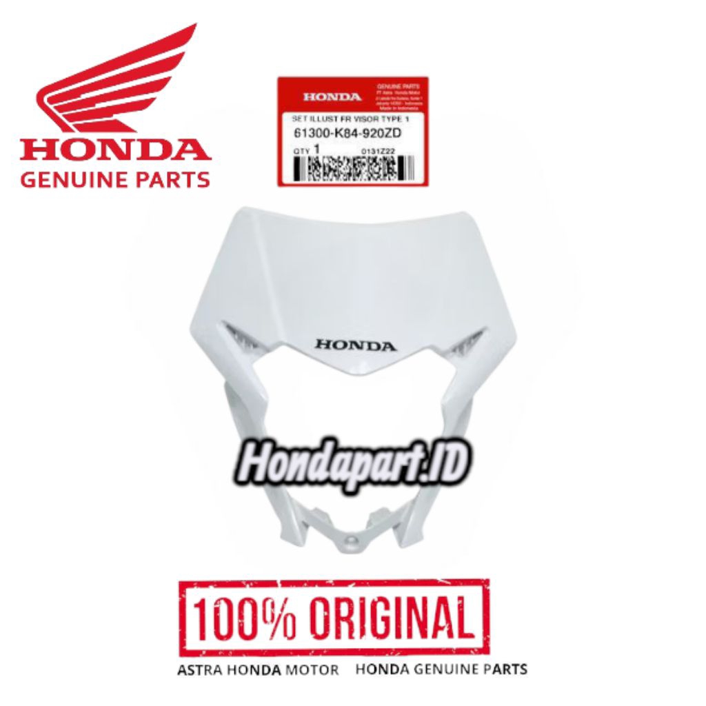 61300-K84-920ZD Set Illust Front Visor Type 1 Cover Batok Lampu Depan CRF 150L Putih Original AHM