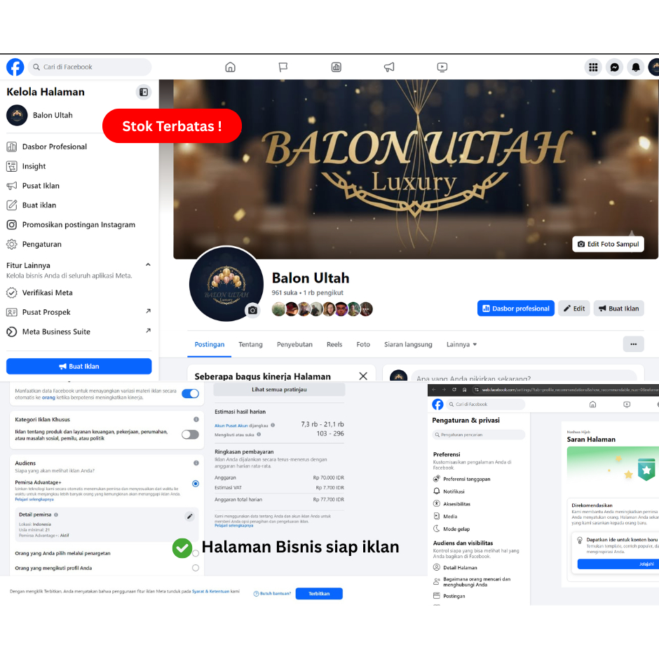 Jual Fanspage | Halaman Facebook | Termurah | Bisa Untuk Iklan Facebook Ads