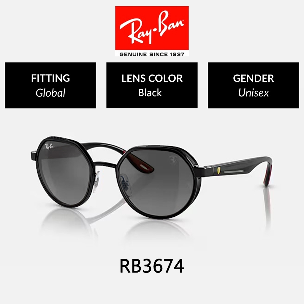 100% Original kacamata Ray-Ban Sunglasses SCUDERIA FERRARI COLLECTION RB3674 Global Fitting men/wome