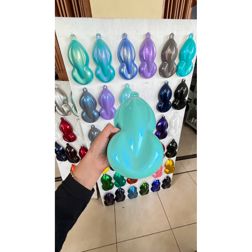 Cat Costum Warna Tosca Lembayung Biru, Set Cat Tosca+Lembayung Biru Bahan Pu