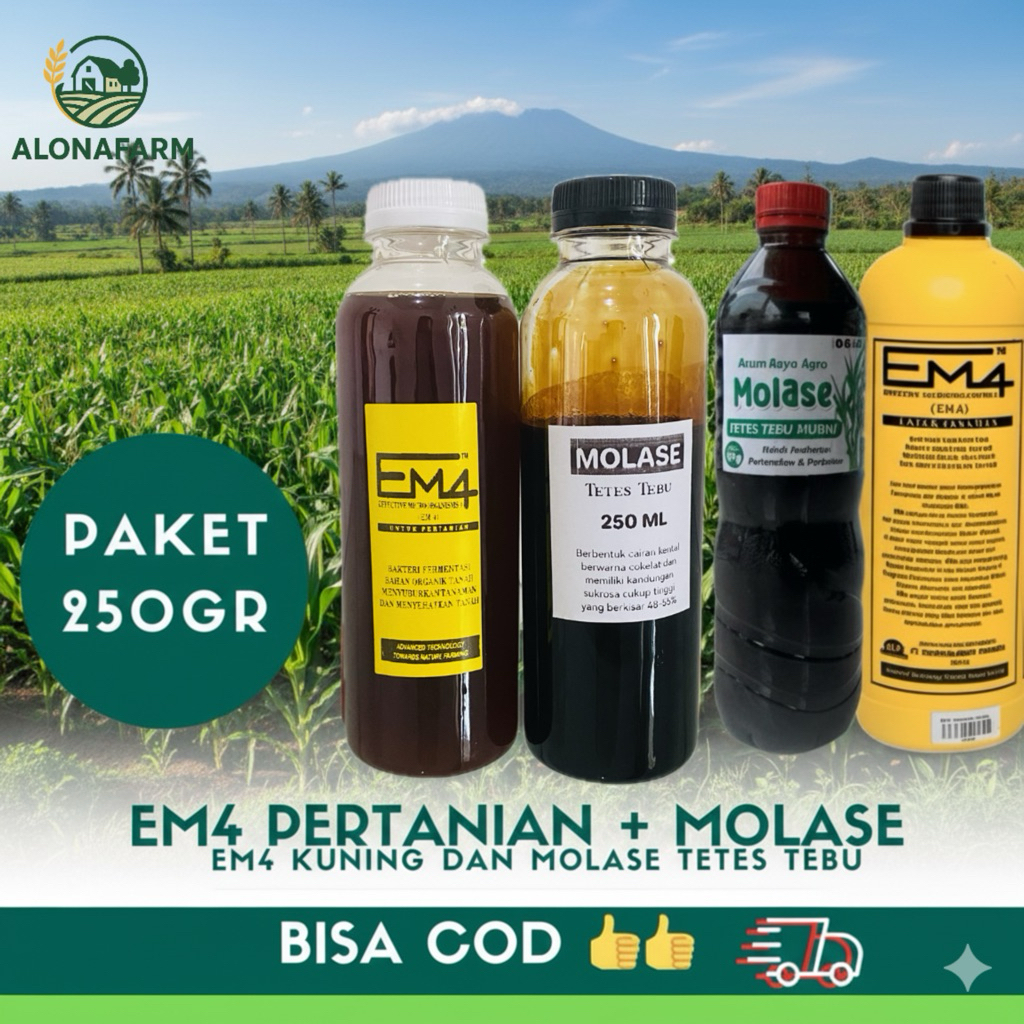 EM4 Pertanian 250ml + Molase 250ml Khusus Pertanian. Kualitas terbaik Repack 250ml